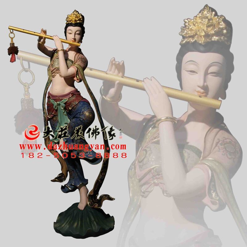 笛子伎乐天雕塑