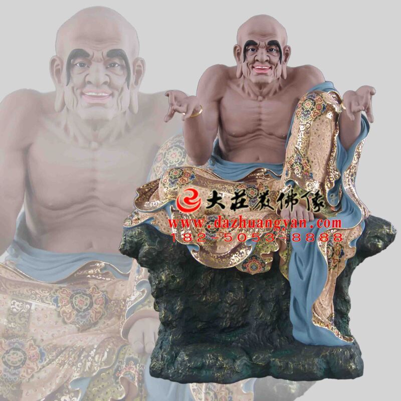 生漆脱胎迦理迦尊者彩绘佛像