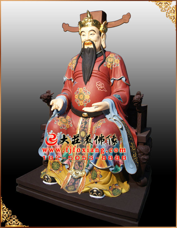 彩绘描金文财神比干塑像 彩绘描金文财神比干塑像