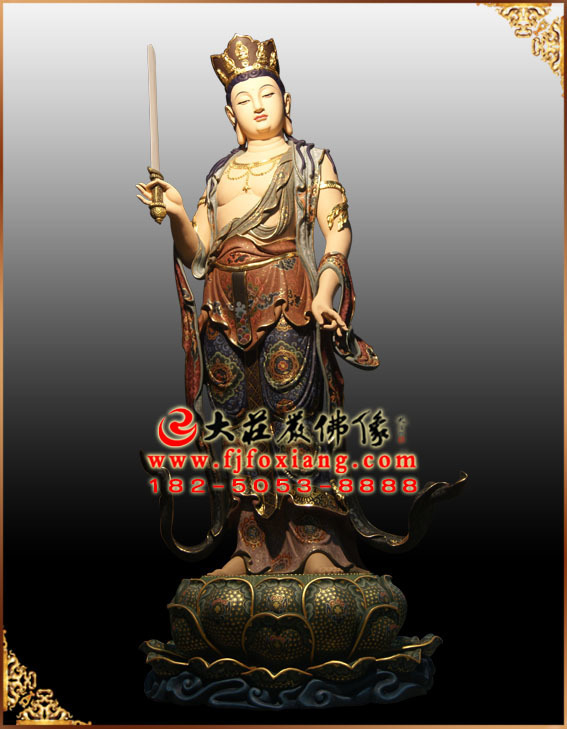 铜雕彩绘八大菩萨