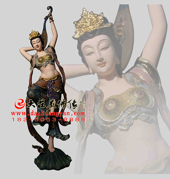 反彈琵琶伎樂天佛像 反彈琵琶伎樂天雕塑 銅雕反彈琵琶伎樂天