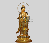 铜雕贴金大势至菩萨立式圣像